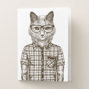 Hipster Cat Pocket Folder