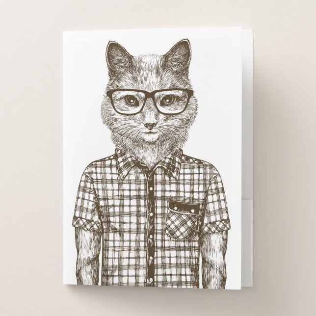 Hipster Cat Pocket Folder (Front)