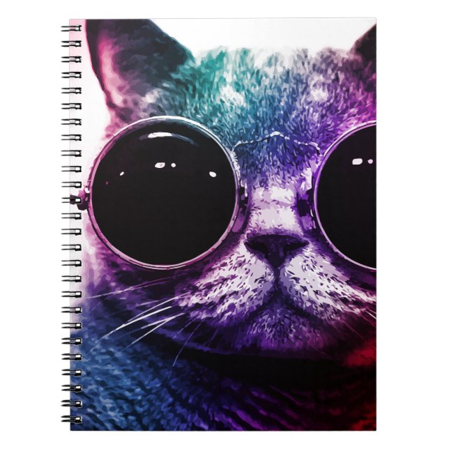 Hipster Cat Pop Art Notebook (Front)