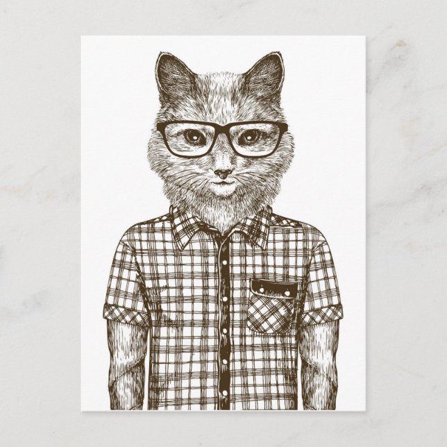 Hipster Cat Postcard (Front)
