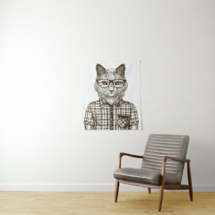 Hipster Cat Tapestry