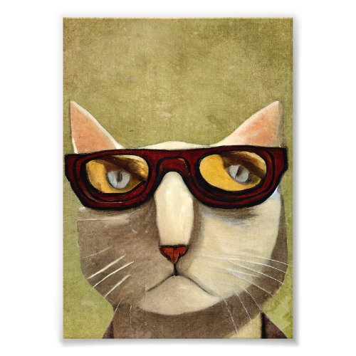 Hipster Cat With Glasses Art Photo Enlargement