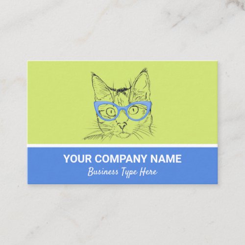 Hipster Cat with Glasses Business Card