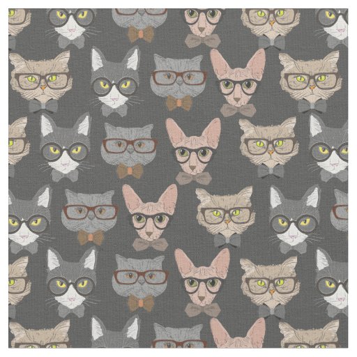 Hipster Cats in Eyeglasses Fabric Zazzle