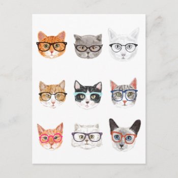 Hipster Cats Postcard by funkypatterns at Zazzle