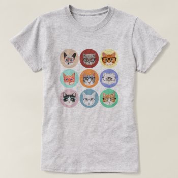 Hipster Cats T-shirt by funkypatterns at Zazzle