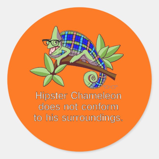 Hipster Chameleon Sticker (Front)