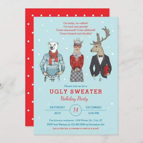 Hipster Characters Ugly Sweater Christmas Invitation