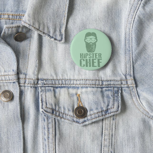 Hipster Chef Pinback Button (In Situ)