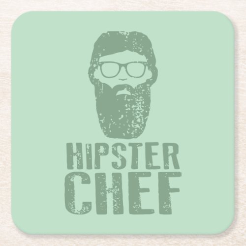 Hipster Chef Square Paper Coaster