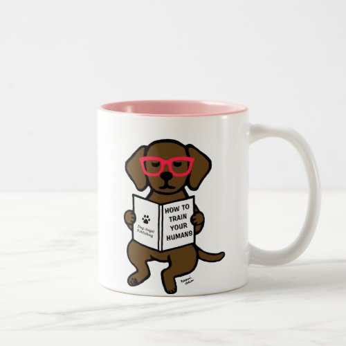 Hipster Chocolate Labrador Puppy Two_Tone Coffee Mug