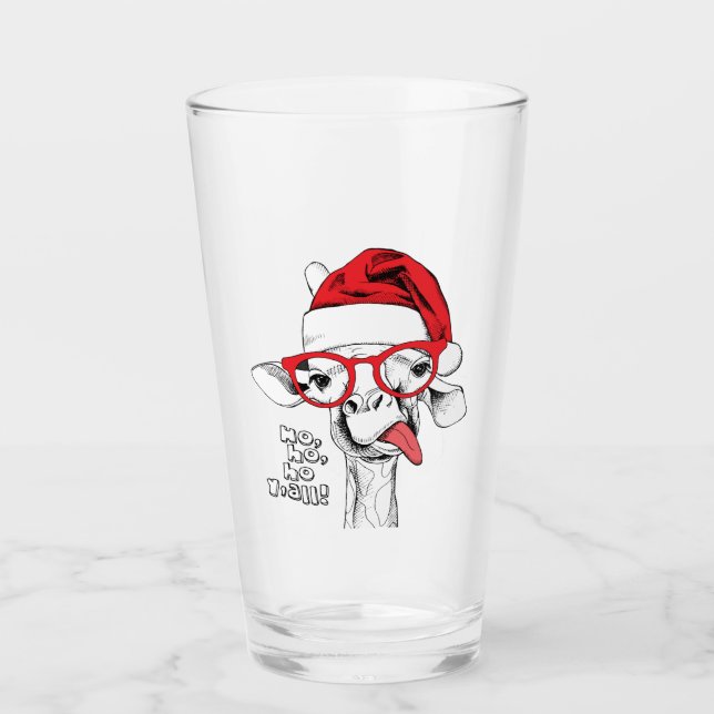 Hipster Christmas Giraffe | Holidays Glass (Front)