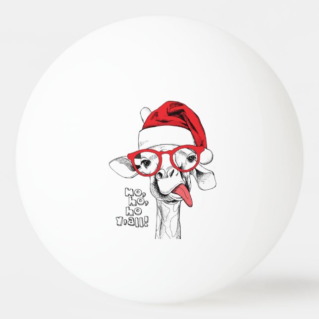 Hipster Christmas Giraffe | Holidays Ping Pong Ball (Front)