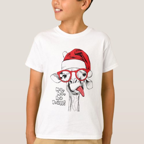 Hipster Christmas Giraffe  Holidays T_Shirt