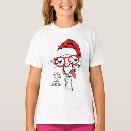 Hipster Christmas Giraffe  Holidays T_Shirt