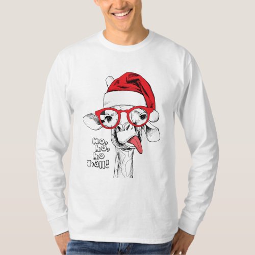 Hipster Christmas Giraffe  Holidays T_Shirt