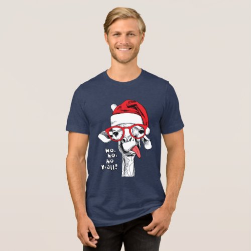 Hipster Christmas Giraffe  Holidays Tri_Blend Shirt