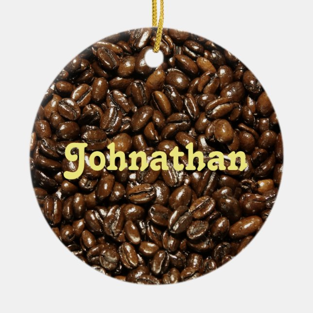 Hipster Coffee Bean Ceramic Ornament (Front)