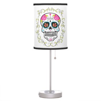 Hipster Colorful Sugar Skull Table Lamp by marisuvalencia at Zazzle