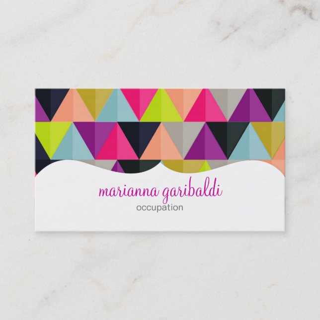 Hipster Colorful Triangles Pattern  Personalized Business Card (Front)