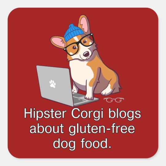 Hipster Corgi 2 Square Sticker