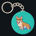 Hipster Corgi Keychain<br><div class="desc">Hipster Corgi is listening to music you've probably never heard of.</div>