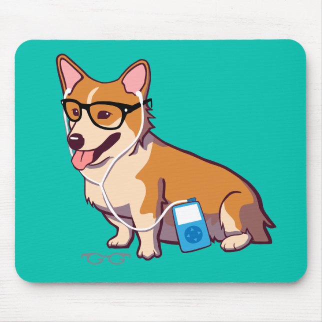Hipster Corgi Mousepad (without text) (Front)
