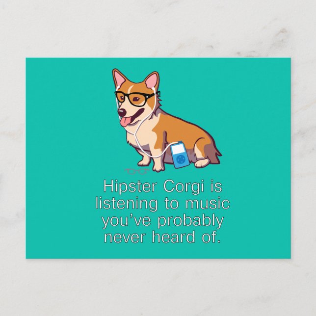 Hipster Corgi Post Card (Front)