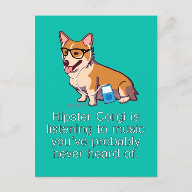 Hipster Corgi Postcard (Front)