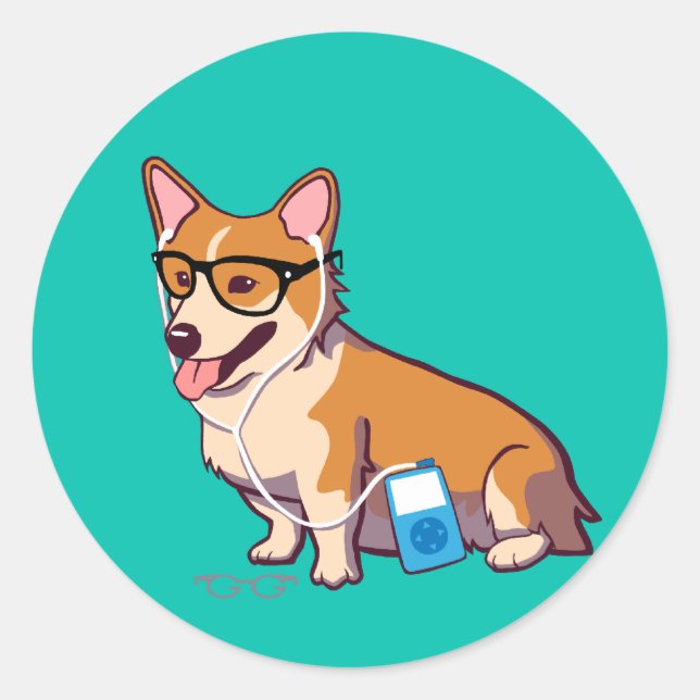 Hipster Corgi Stickers (Front)