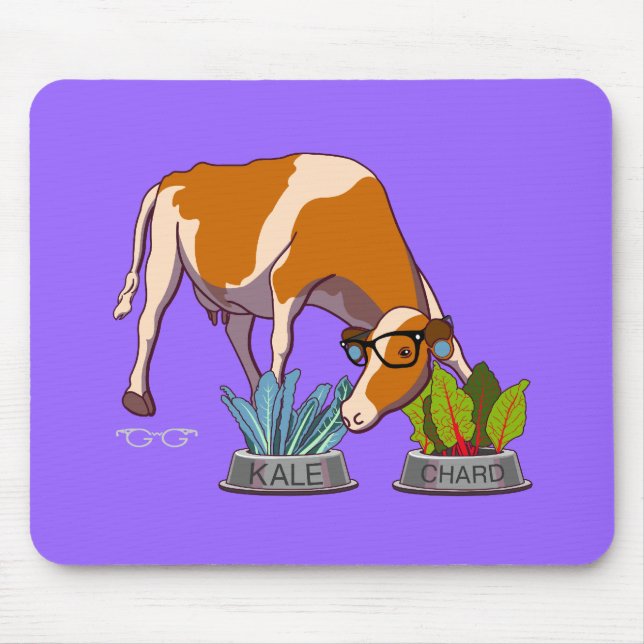 Hipster Cow (without text) Mouse Pad (Front)