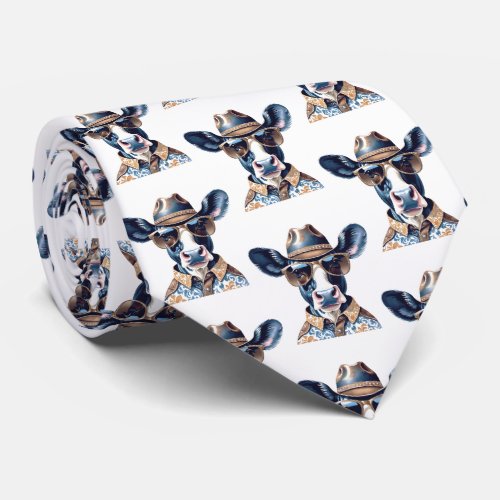 Hipster Cows Western Inspired Pattern Neck Tie