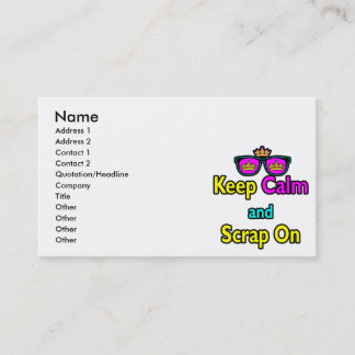 Hipster Crown Sunglasses Keep Calm And Scrap On Business Card