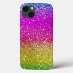 Hipster Cute Bright Pink Magenta Glitter Rainbow iPhone 13 Case