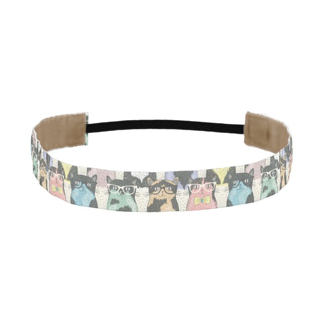Hipster Cute Cats Pattern Athletic Headband (Front)