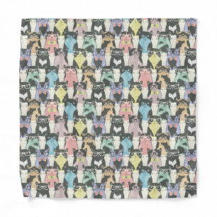Hipster Cute Cats Pattern Bandana