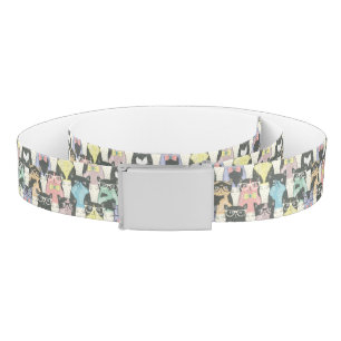 Hipster Cute Cats Pattern Belt