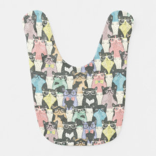 Hipster Cute Cats Pattern Bib