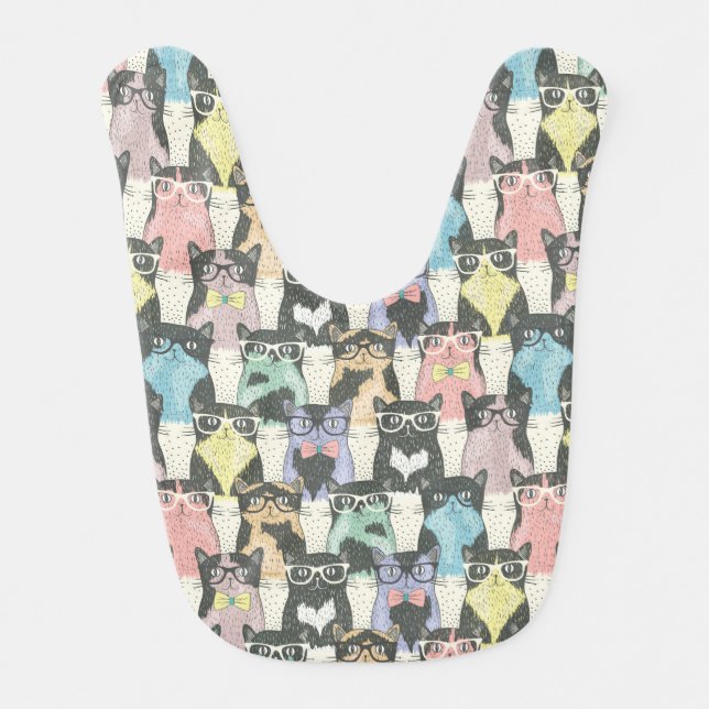 Hipster Cute Cats Pattern Bib (Front)