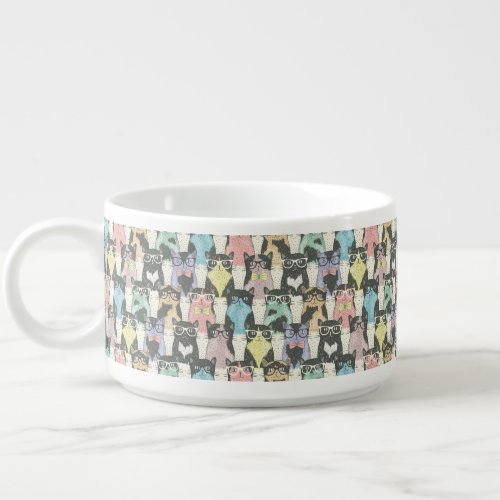 Hipster Cute Cats Pattern Bowl