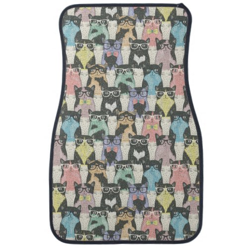 Hipster Cute Cats Pattern Car Floor Mat