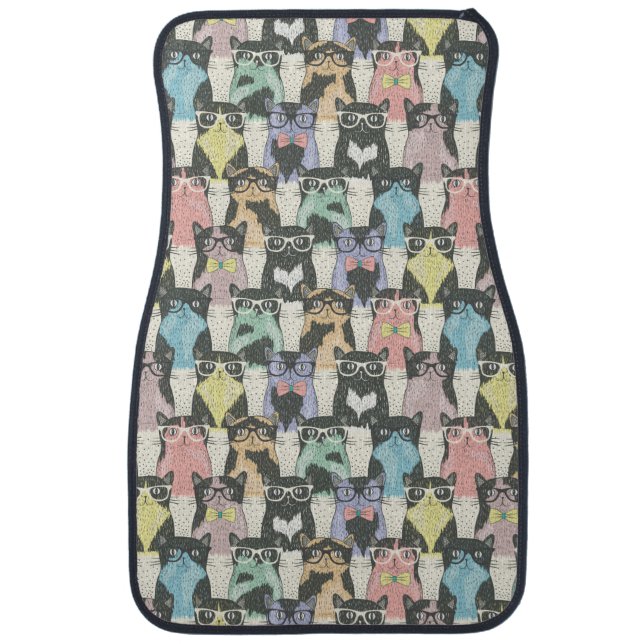 Hipster Cute Cats Pattern Car Floor Mat (Front)