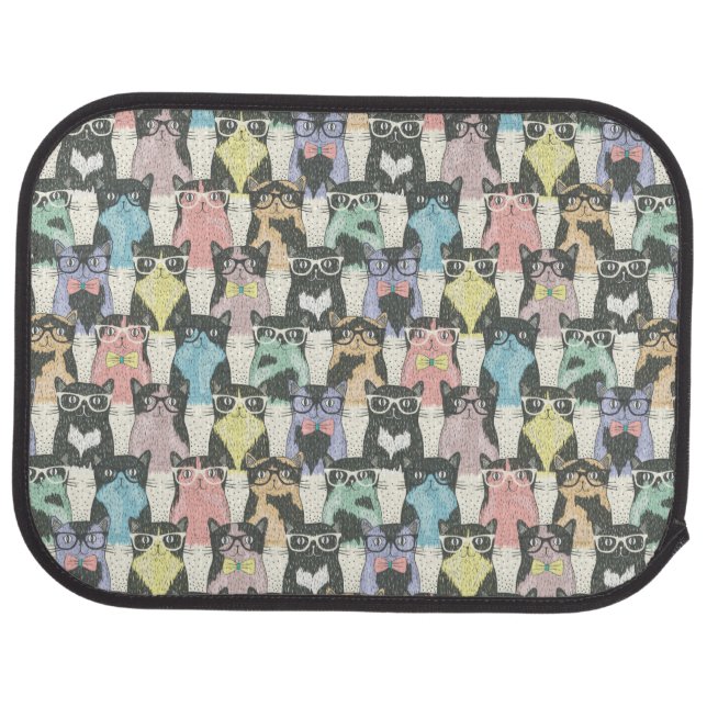 Hipster Cute Cats Pattern Car Mat (Rear)