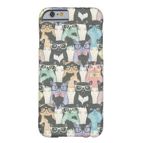 Hipster Cute Cats Pattern Barely There iPhone 6 Case