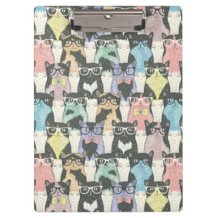 Hipster Cute Cats Pattern Clipboard
