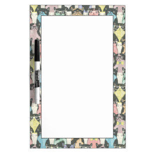 Hipster Cute Cats Pattern Dry-Erase Board