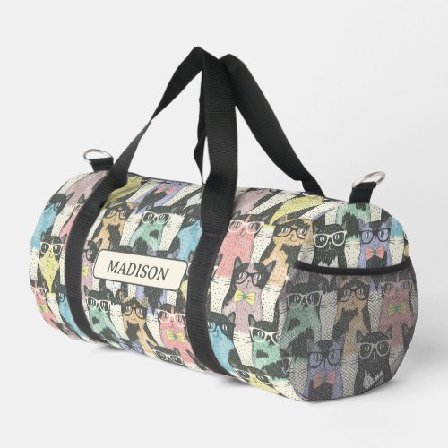 Hipster Cute Cats Pattern Duffle Bag