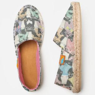 Hipster Cute Cats Pattern Espadrilles
