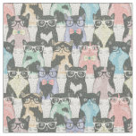 Hipster Cute Cats Pattern Fabric