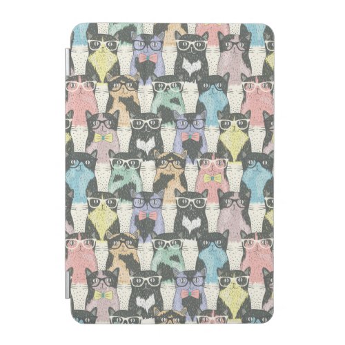 Hipster Cute Cats Pattern iPad Mini Cover